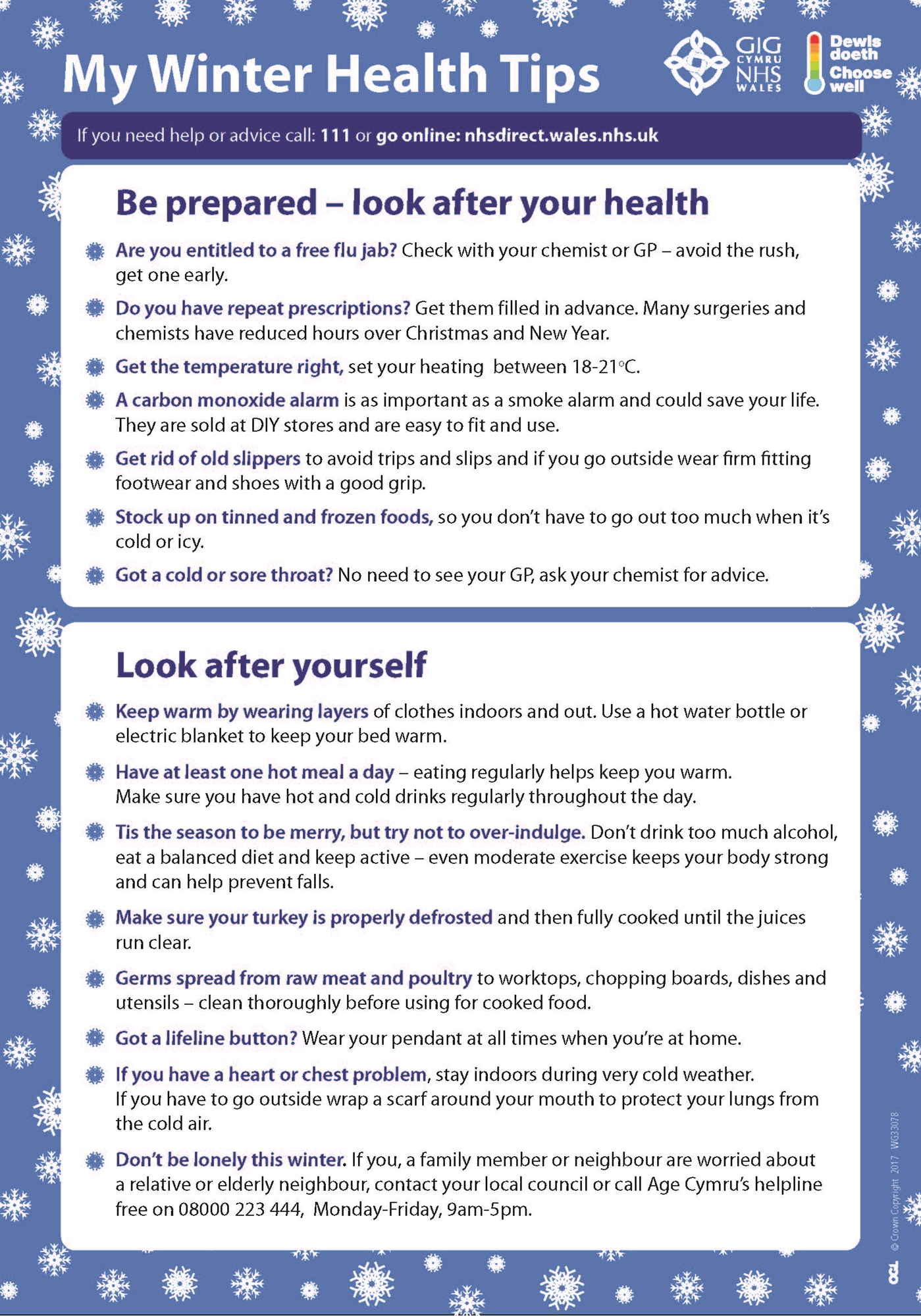 BCUHB Winter Health Tips English