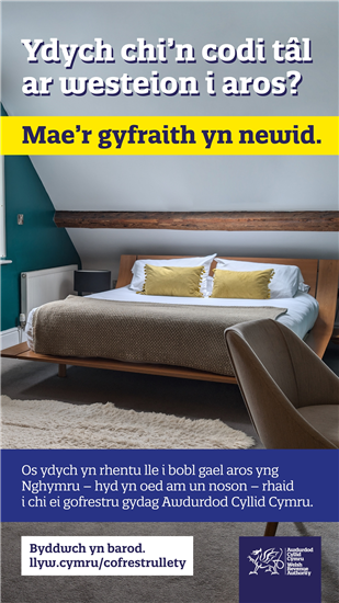 Cofrestru llety i ymwelwyr - poster